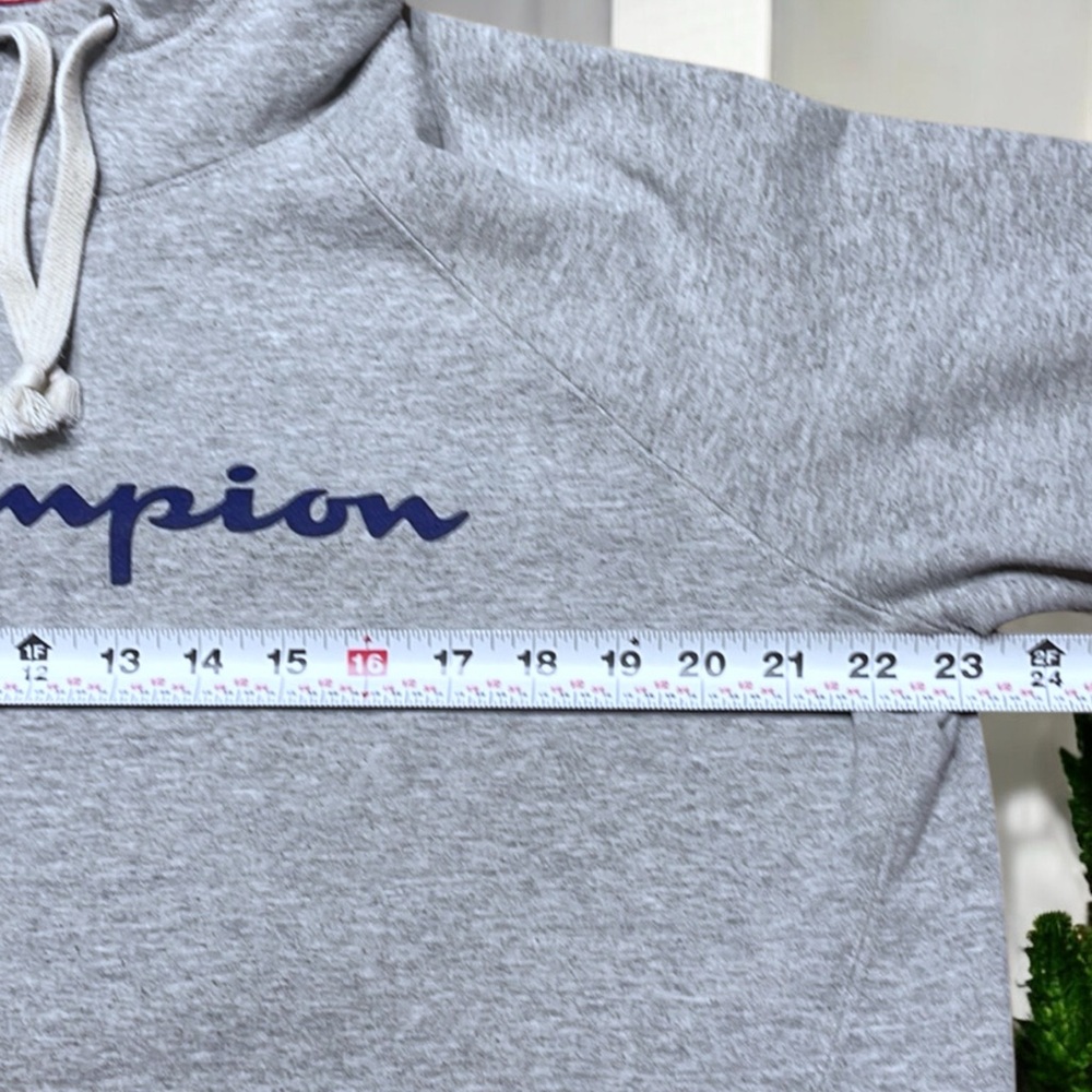 Champion Women's Powerblend Fleece Script Pullover Hoodie In Gray - Picture 14 of 16